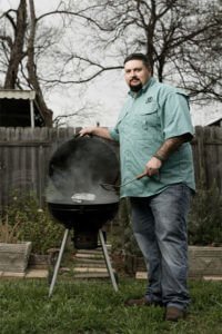 Jeff Rankin grilling on a barbecue