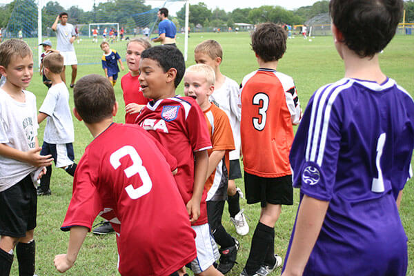Young soccer players at San Antonio soccer camp