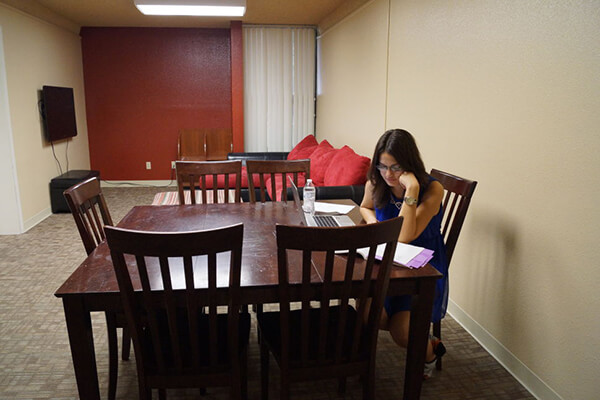 Study lounge in Lourdes Hall