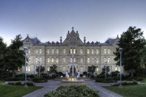 St. Louis Hall at dusk