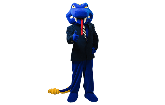 Rattler Man in a suit and tie with a thumps up sign.