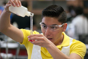 St. Mary's chemistry student in lab. 