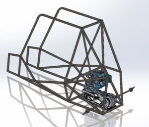 Digitial blueprint of Rattler Racing vehicle. 