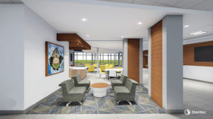 3-D rendering of inside the new residence hall in The Village. 