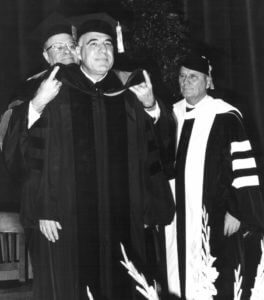 Henry B. Gonzalez gets hooded with honorary doctorate at St. Mary's.