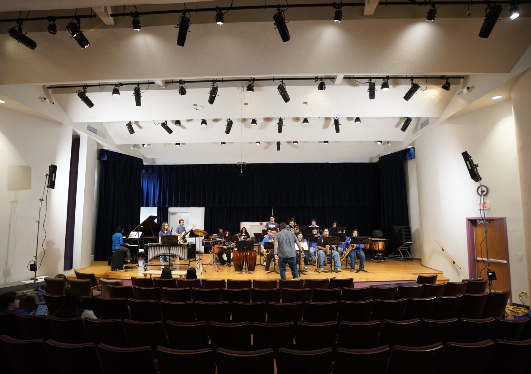 Students practice playing their instruments in the St. Mary's University Treadaway Recital Hall.