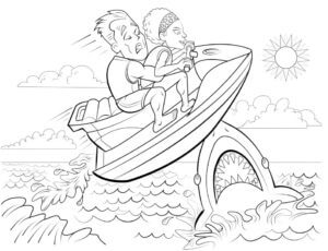 Jetski page from coloring book