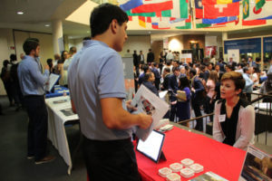 Business students at Risk Management career fair.