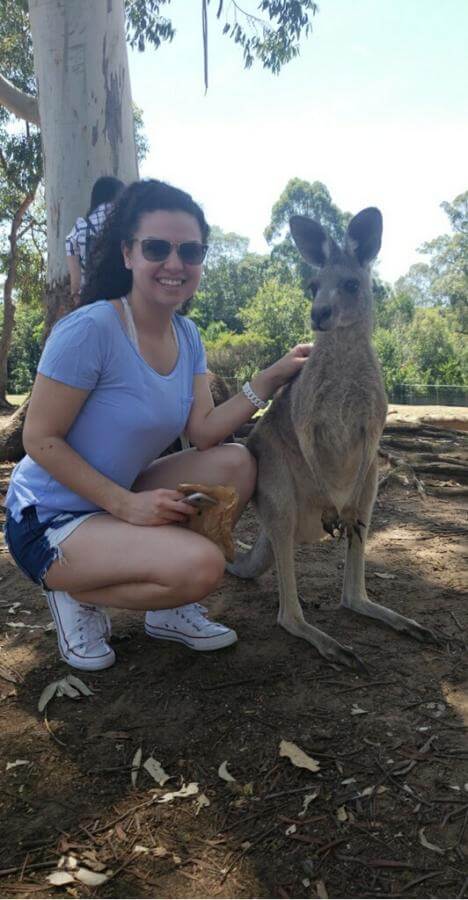 Monica Chavarria with kangaroos