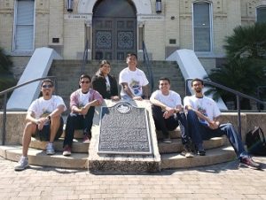 St. Mary's University School of Science Engineering and Technology students studying computer sciences and computer information systems developed a Fiesta Oyster Bake app. Joe Anthony (left to right), Vincent Nava, Christine Flores, Nathan Marcos, Jose Tanori, Lynntonio Robinson