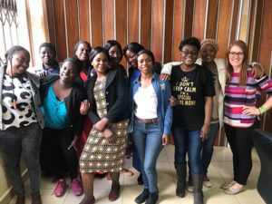 Psychology professor Jillian Pierucci, Ph.D., with autism caregivers in Zambia