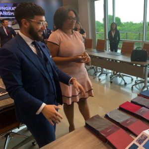 3L Tanisha Taylor receives a custom-tailored suit from law firm Patel Gaines.