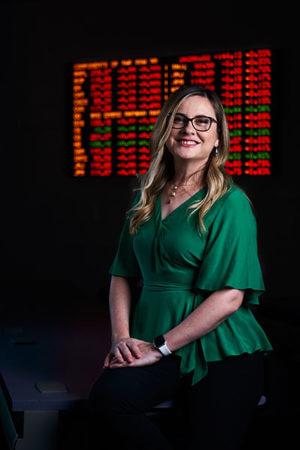 Associate Professor of Finance Violeta Diaz, Ph.D., in the trading room