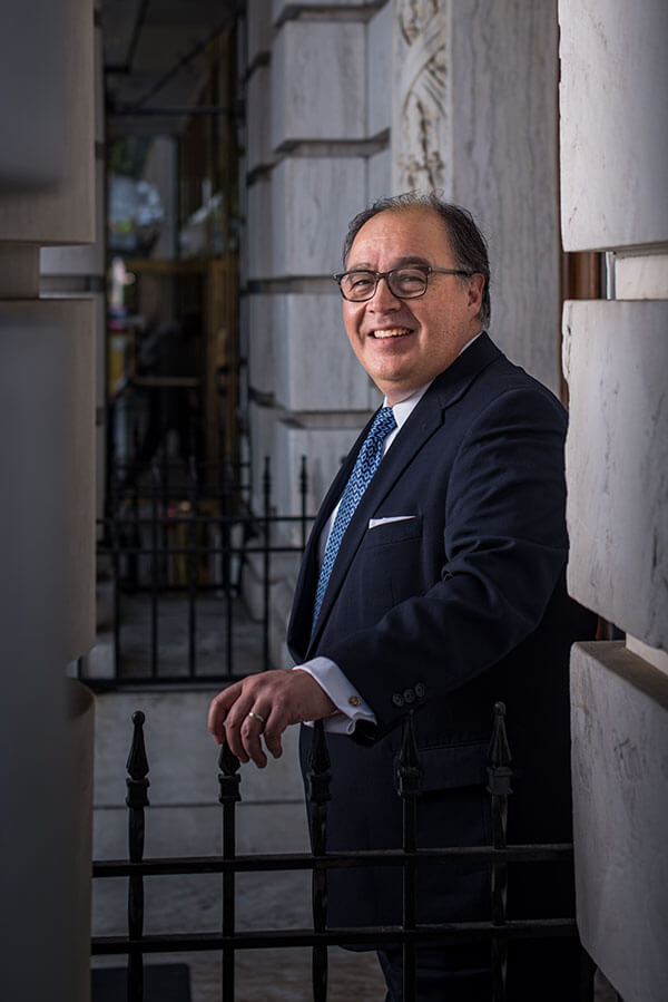 Ramiro Cavazos, president and CEO of the United States Hispanic Chamber of Commerce, stands outside his office in Washington, D.C.