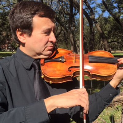 Philip Johnson playing violin
