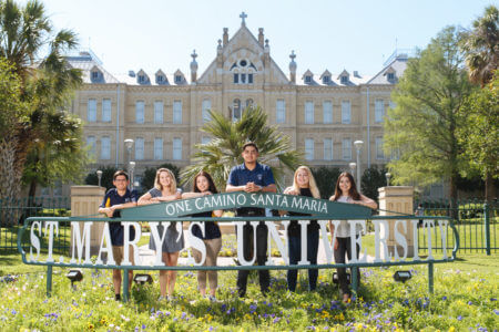 St. Mary's students in front of St. Louis Hall.