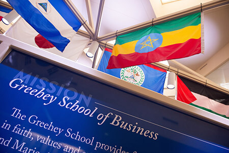 Greehey School of Business flags