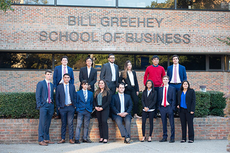 GSB students in front of building