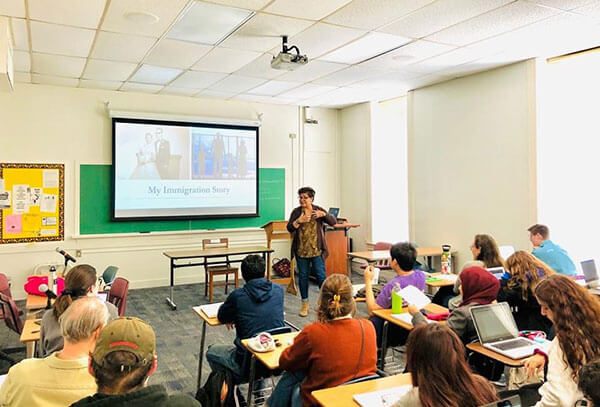 Lorena Gonzalez, Ph.D., guest speaks at Meghann Peace's class