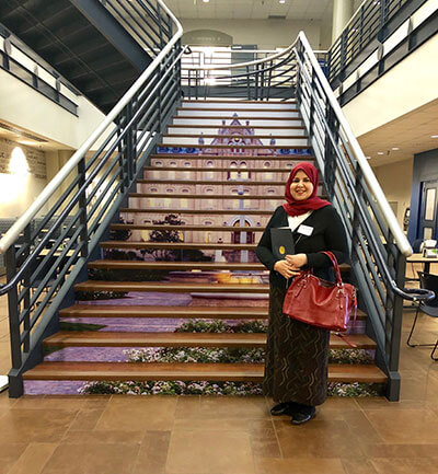 Shaima Khalaf, graduate English Literature and Language student, in the University Center.