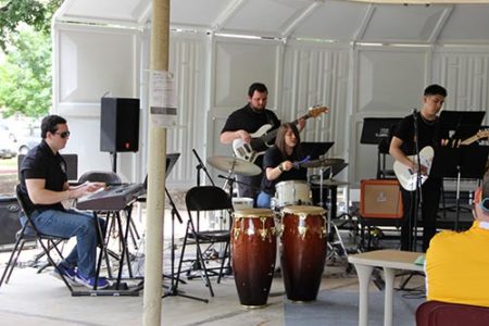 St. Mary's jazz orchestra students performing at Fiesta Jazz Festival