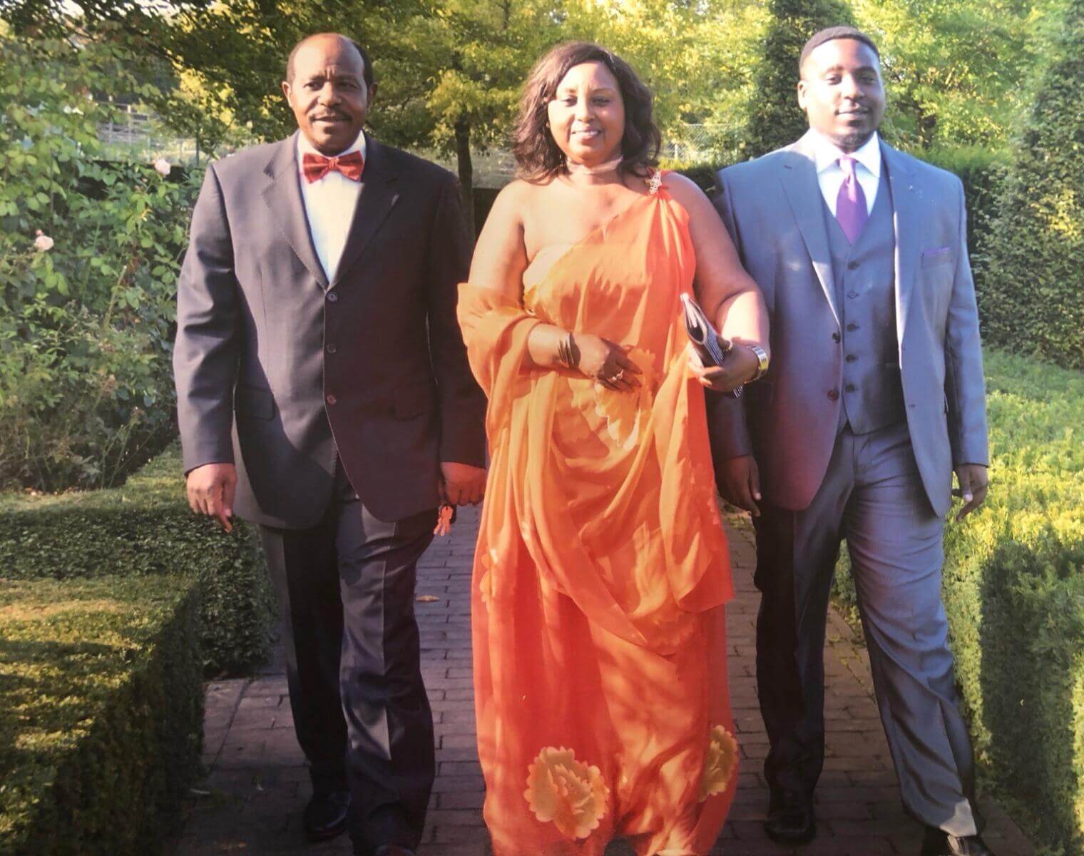 Paul Rusesabagina, left, pictured on his birthday with his family.