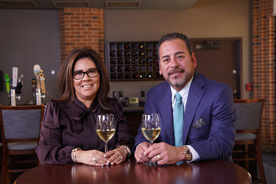 Leti and Tom Contreras enjoy The Pub at St. Mary's University.