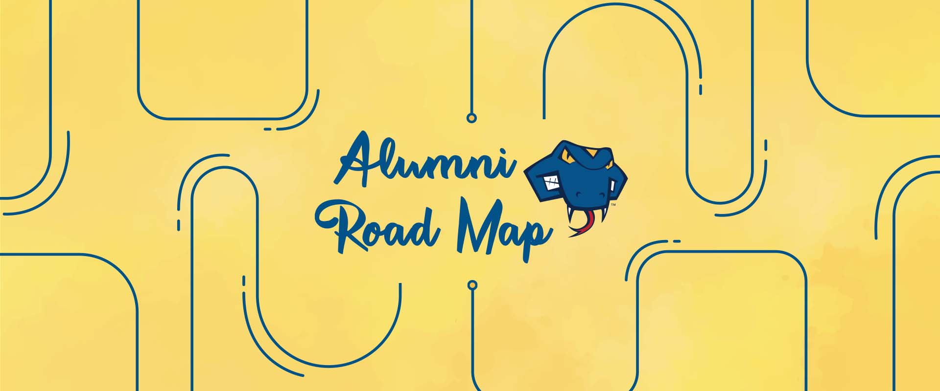 Alumni Road Map graphic with Rattler Man