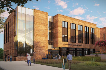 Front view of the Innovation Center rendering.