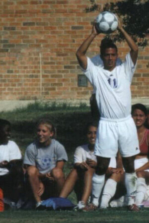 Zack Valdez plays soccer in 2006.