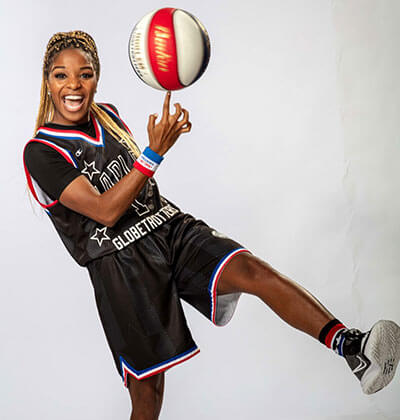 Arysia Porter (B.A. ’19) plays for the Harlem Globetrotters