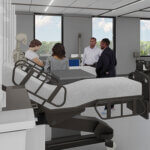 A rendering depicts a teaching space in the new IBC Foundation Nursing Wing.