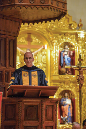 Thomas M. Mengler, J.D., speaks at the 60th annual Red Mass.
