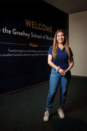 Paola Canedo, a Management major, attends St. Mary’s
University because of the scholarships she’s received.