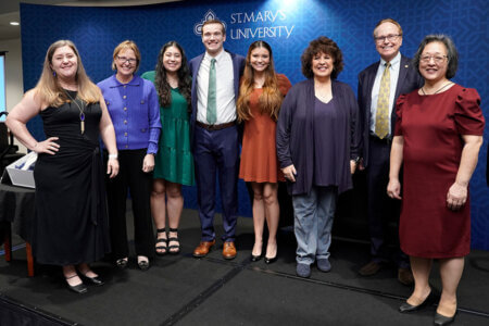 From left, Betsy Smith, Dianne Pipes, Theresa Mayorga, Patrick Coan, Mary Sommer, Leticia Morales-Bissaro, Leticia Morales-Bissaro, Jeffrey Johnson and Linda Muller.