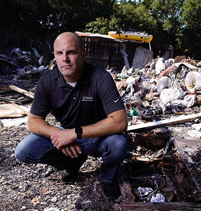 Tyler J. Ryska (J.D. ’17) visits a Comal County property slated for environmental cleanup.