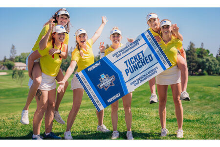 The Rattler's Women's Golf team celebrates their advancement to the NCAA Division II Women’s Golf Championships. 