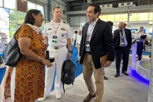 Greg Pardo visits a military expo in India.