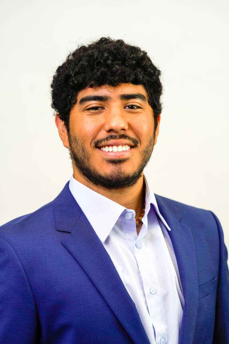 photo of St. Mary's University student Jose Cornejo wearing suit