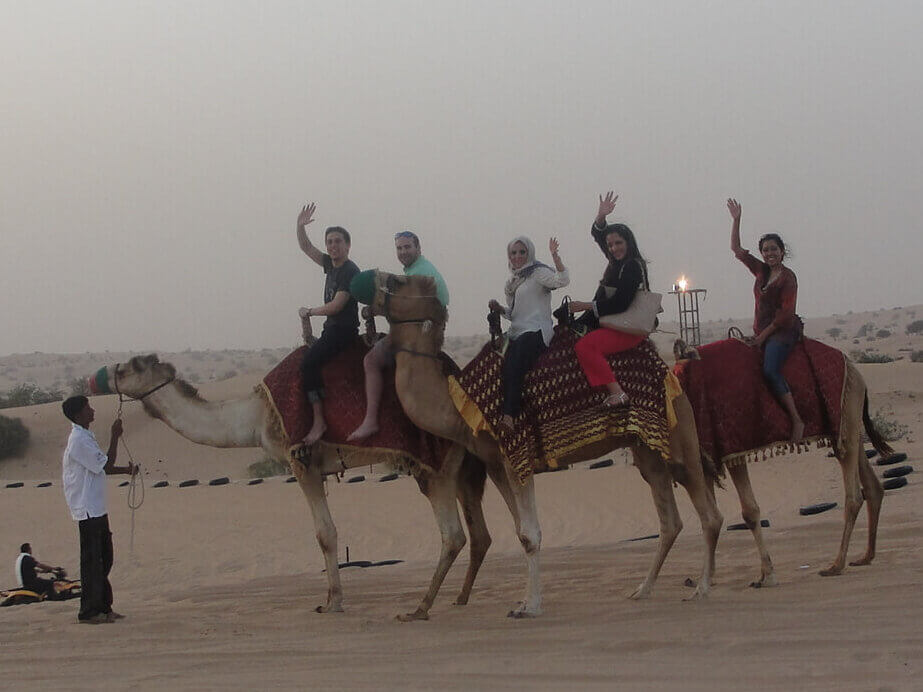 St. Mary's University Study Abroad Program visits the desert for a camel ride 