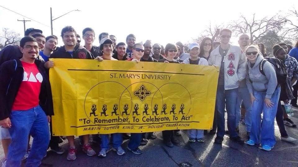 St. Mary's University participate in the Martin Luther King Jr. walk