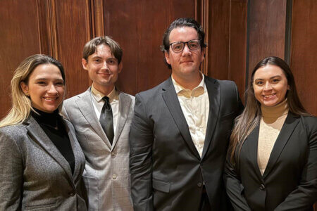 Caroline Villarreal (2L), Anthony “Kash” Maley (2L), Scott Lopez (3L) and Kendall Michaelis (2L) recently competed in the ABA National Negotiation Competition Finals in Chicago.