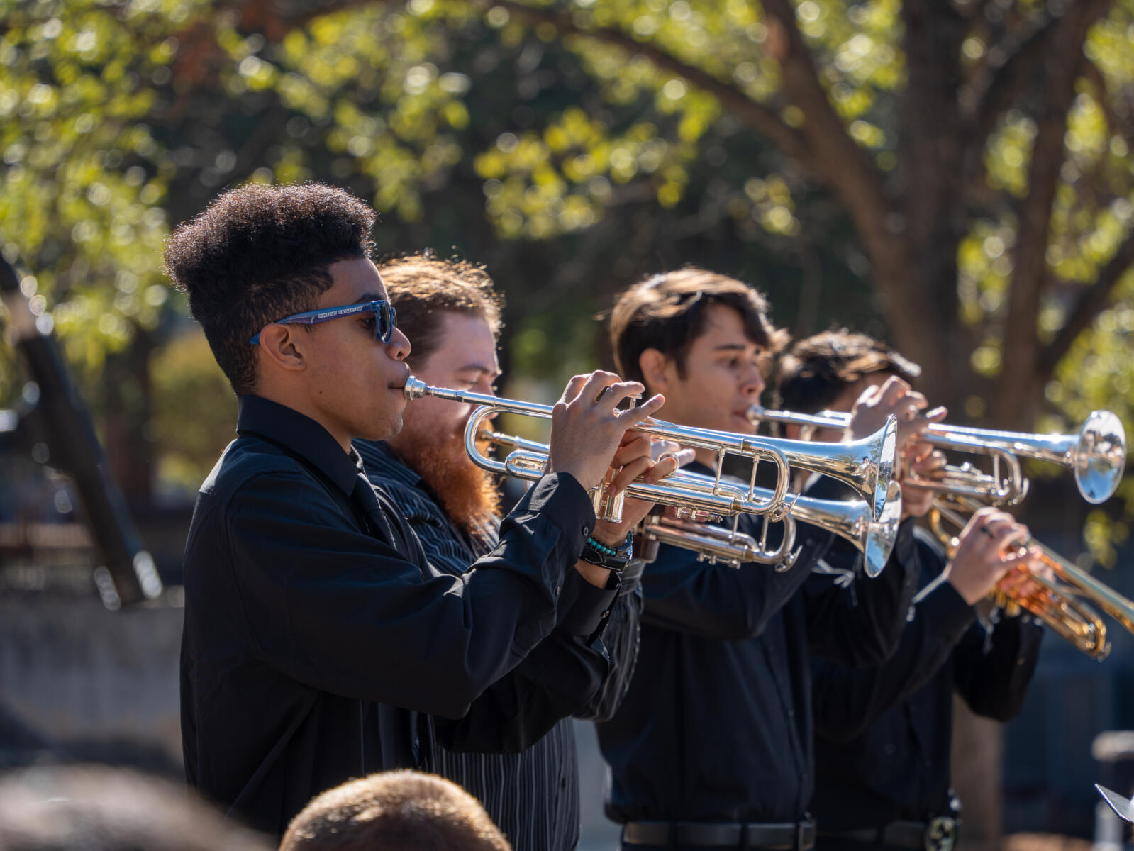 Students in the brass section display their musical tallents