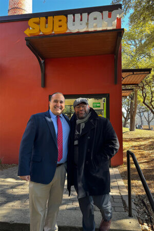 Lawrence Scott with Amir Samandi outside of Subway