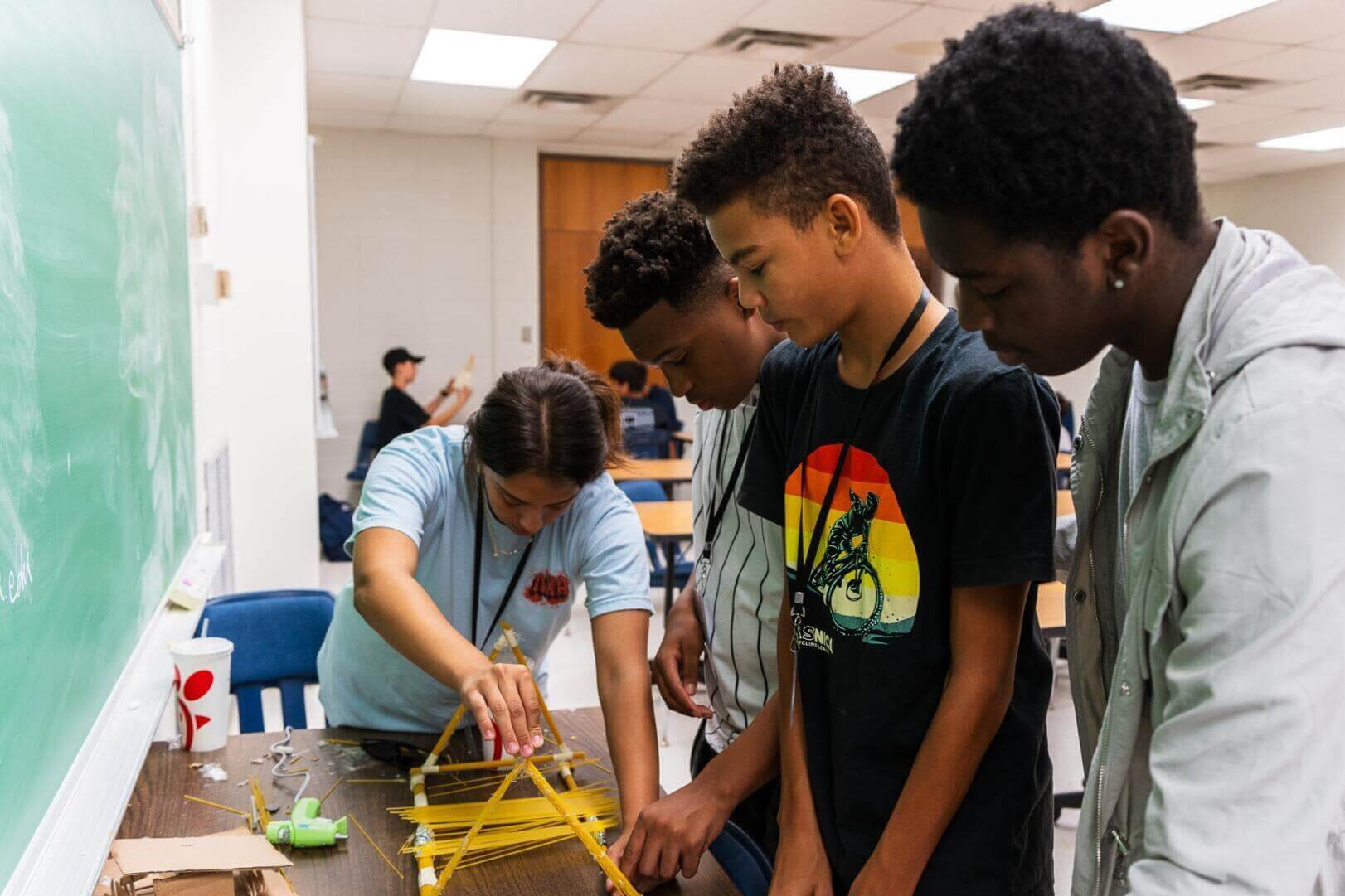 Engineering Camp students design and build a 3D model.