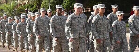 ROTC student marching