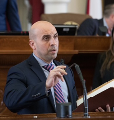 Armando Martinez speaking at the Texas Capitol.