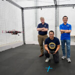 From right, Lecturer of Engineering Ben Abbott, Ph.D.; Scott Roelker (B.S. ’25); and Professor of Computer Engineering Wenbin Luo, Ph.D.
