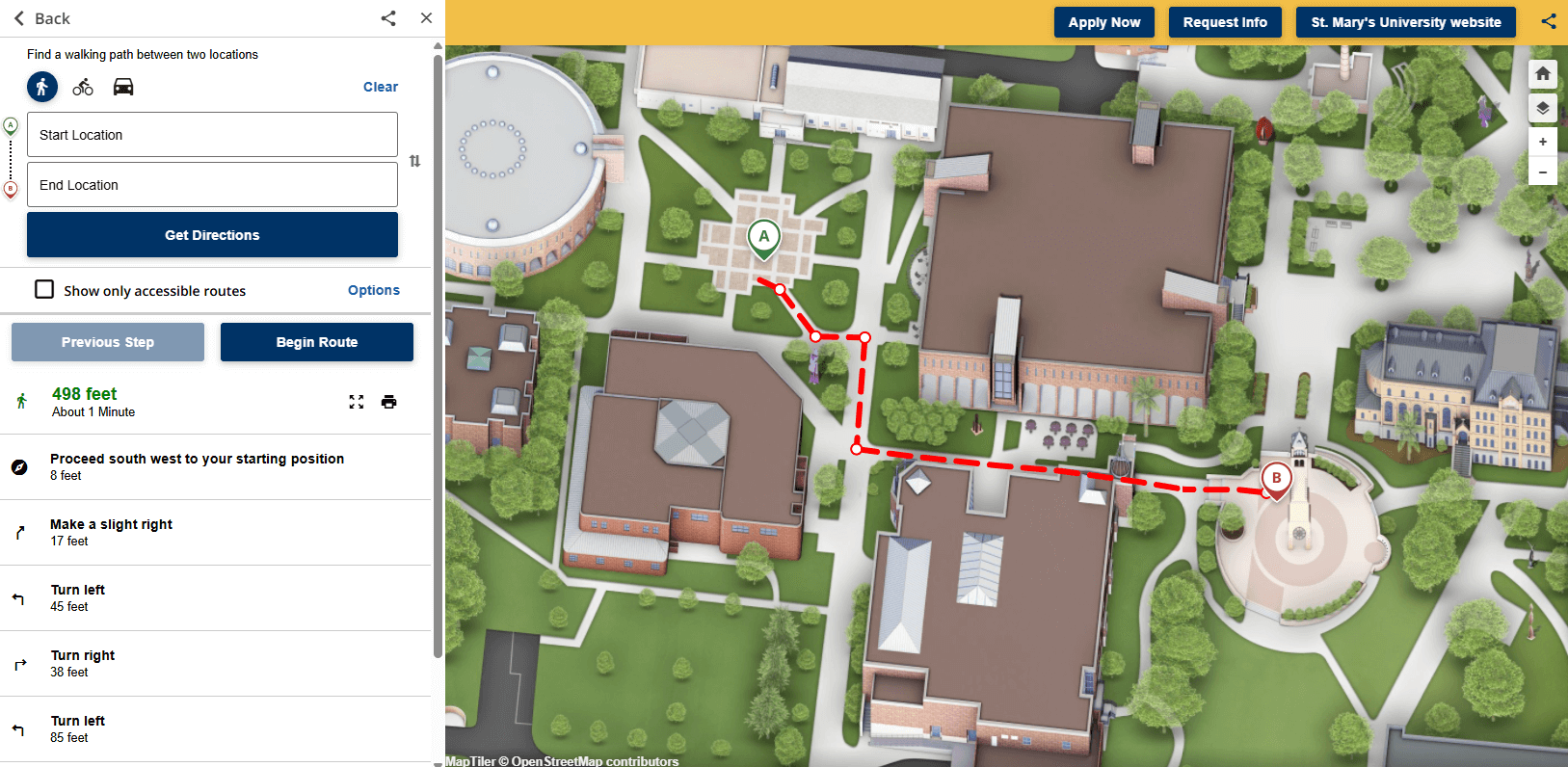 Wayfinding from the Bell Tower to Alkek Plaza