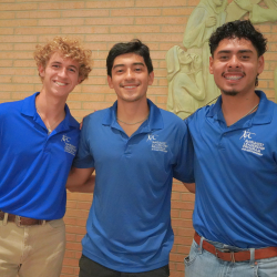 Three Marianist Leadership Program students attend Opening of School Liturgy in Fall 2025.